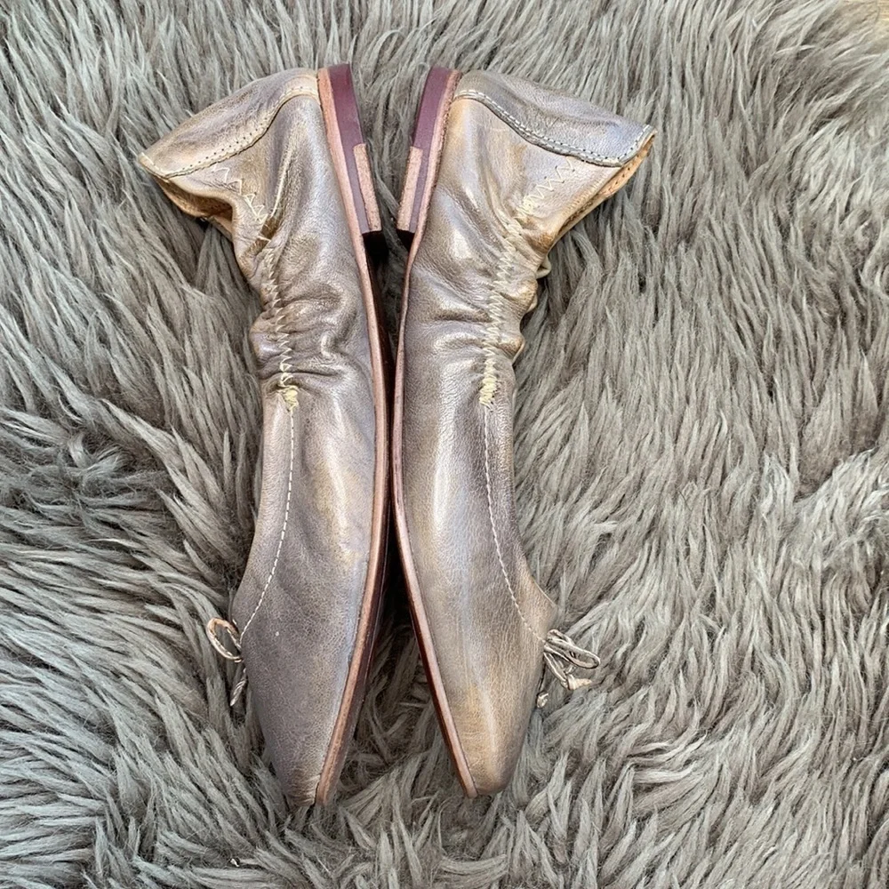 Bed Stu Bosworth Taupe Rustic Ballet Leather Flats sz 6